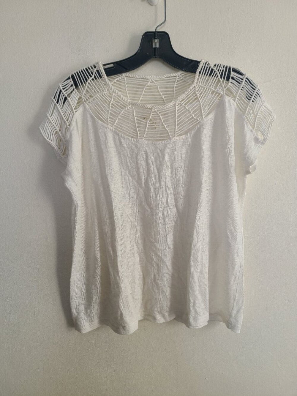NWOT Maje Cutout Yoke Tee Macrame Top Whote Ivory size 2